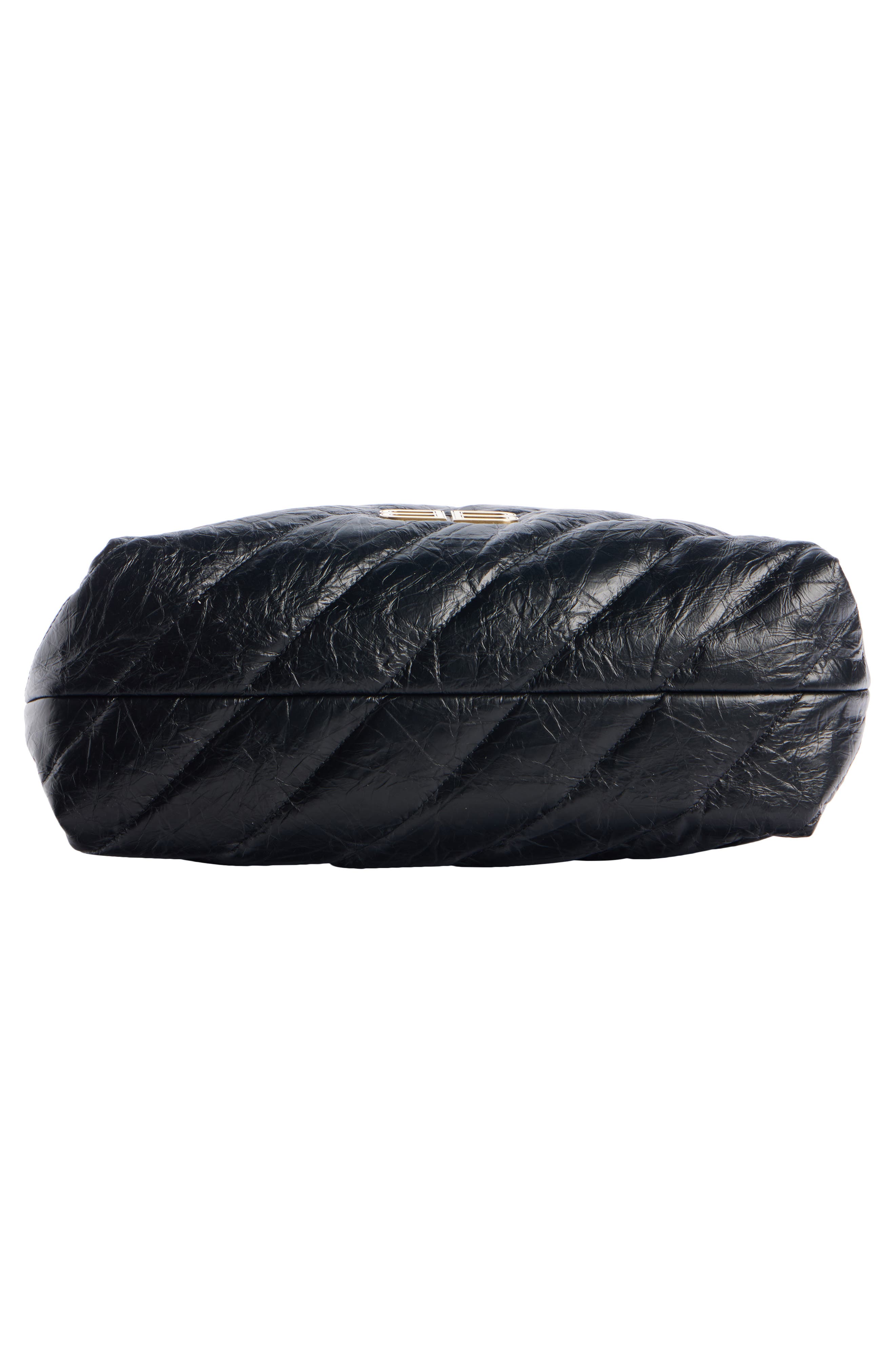 Medium Crush Quilted Leather Hobo Bag, Alternate, color, 1000 BLACK