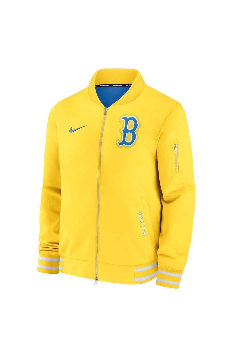 Nike Men's Nike Gold Boston Red Sox Authentic Collection City Connect Full-Zip Bomber Jacket, Alternate, color, Gold