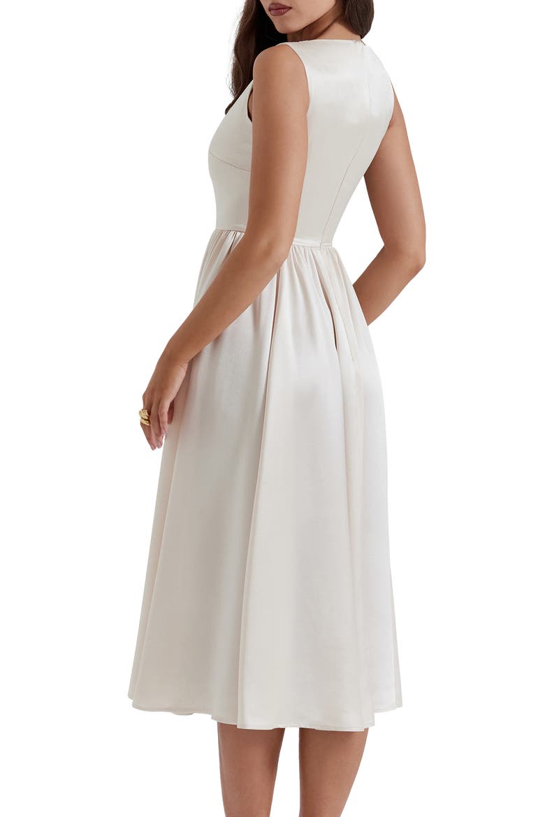 Shayla Satin Midi Cocktail Dress, Alternate, color, VINTAGE CREAM