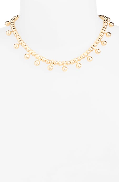 Open Edit Beaded Orb Station Necklace In Gold