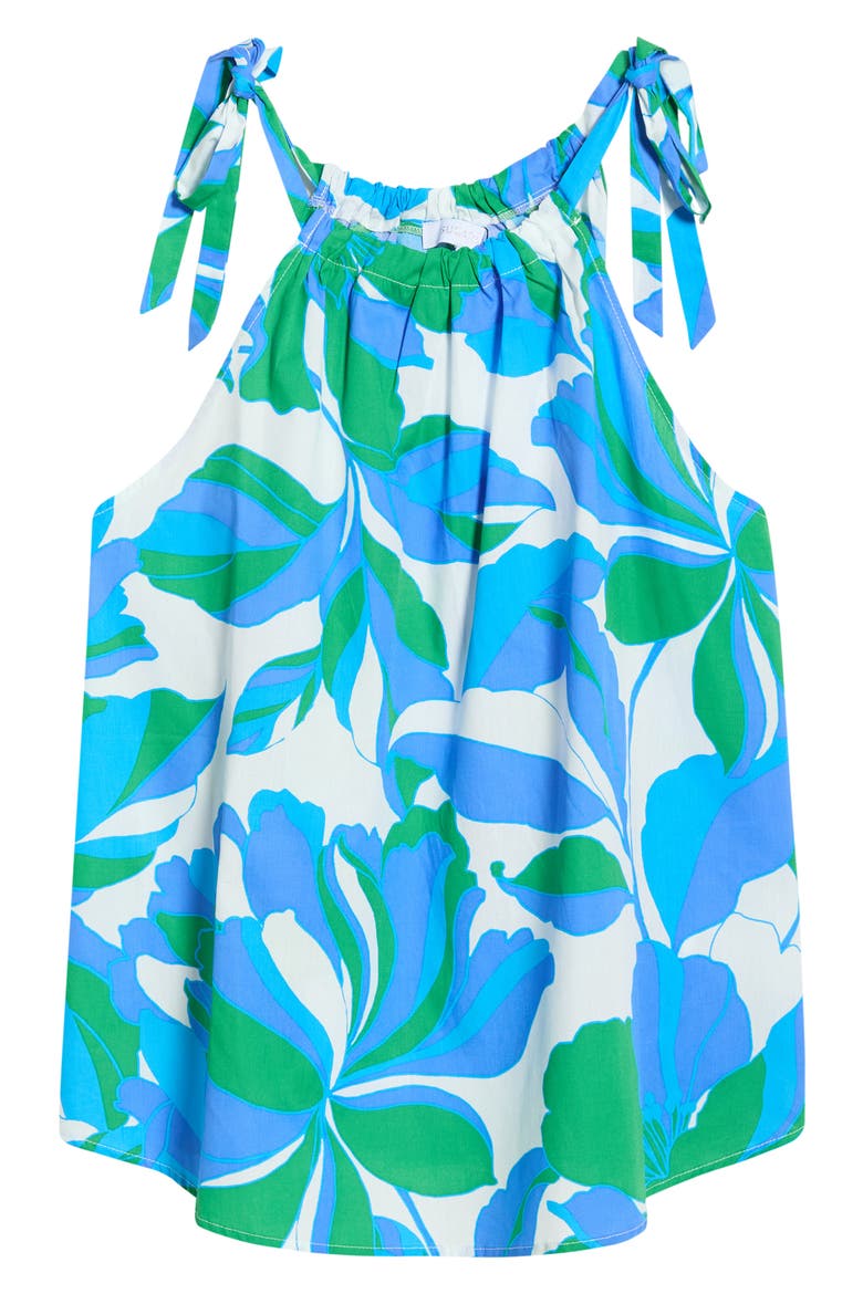 Pansie Floral Marra Top, Alternate, color, WHITE BLUE GREEN