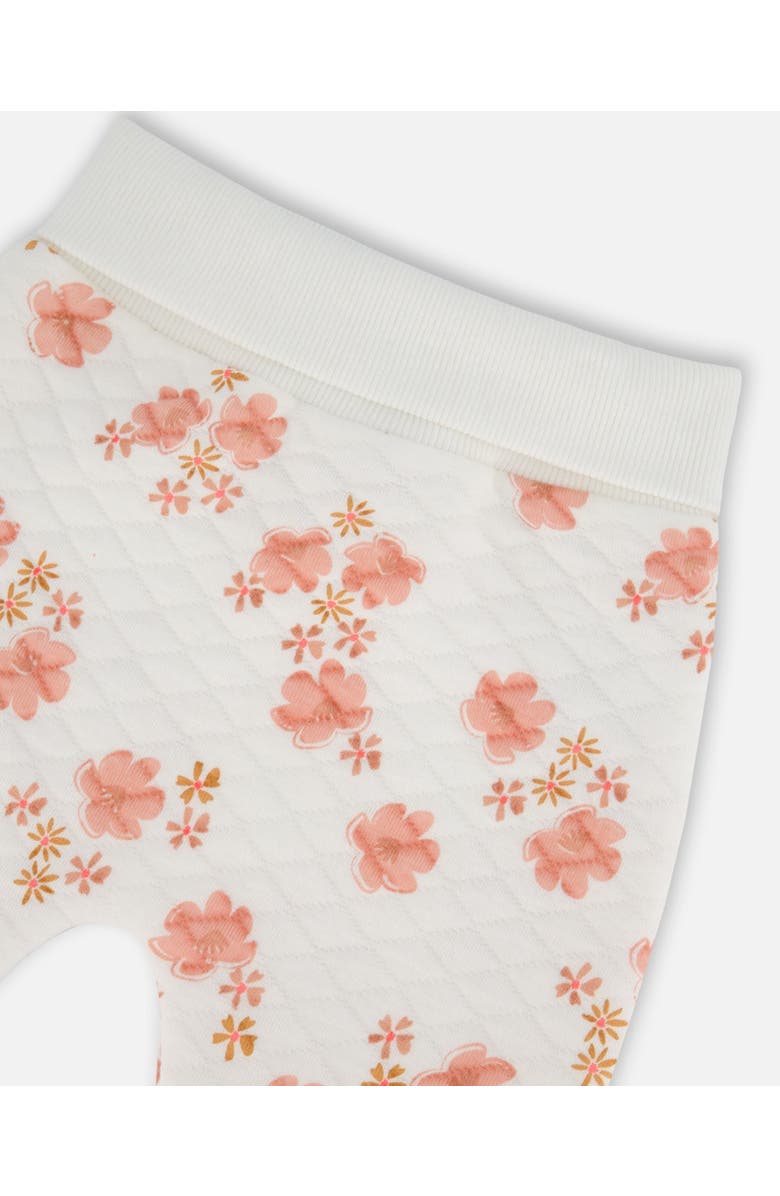 Deux par Deux Baby Girl's Printed Quilted Top And Pant Set White And Pink Flowers, Alternate, color,