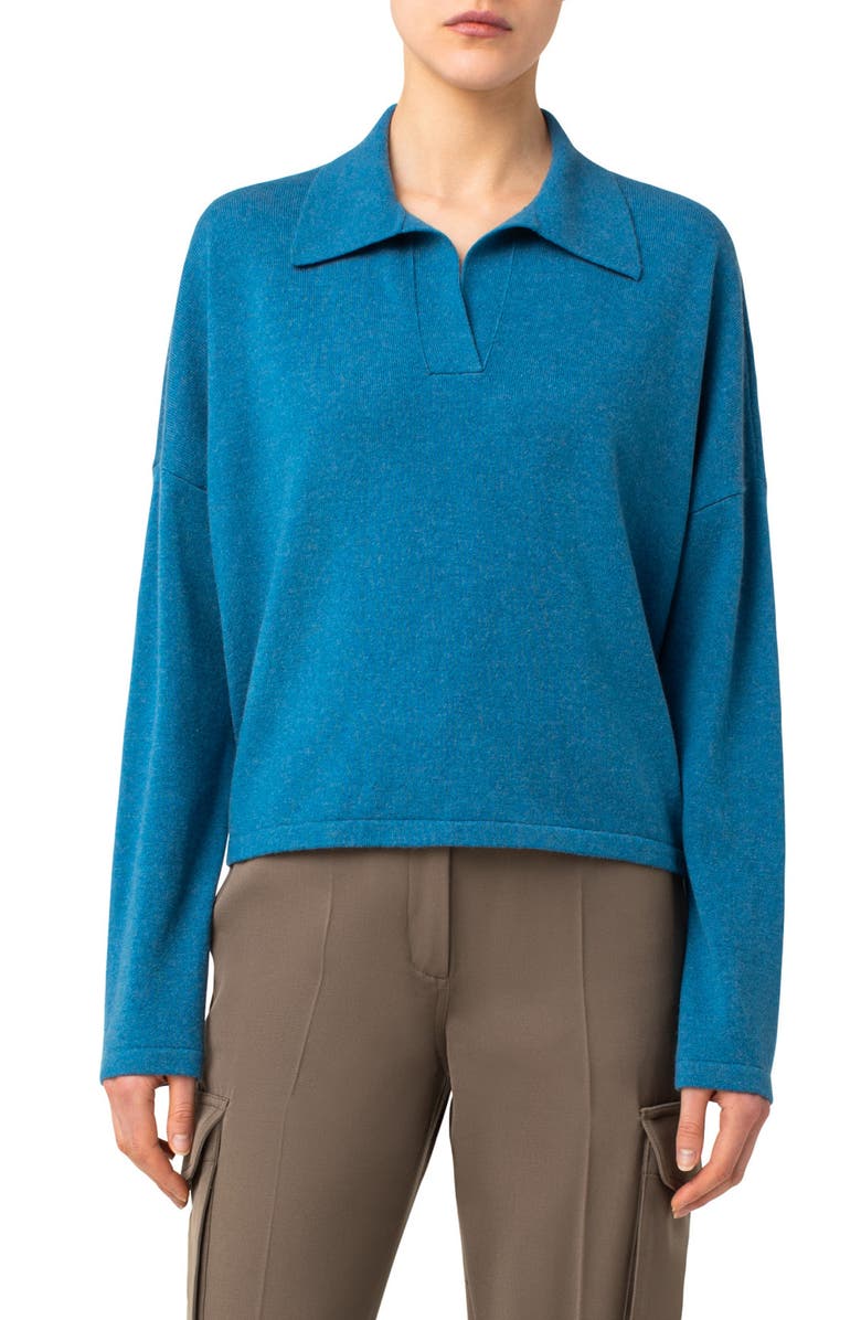 Akris punto Polo Collar Cashmere Sweater, Main, color,