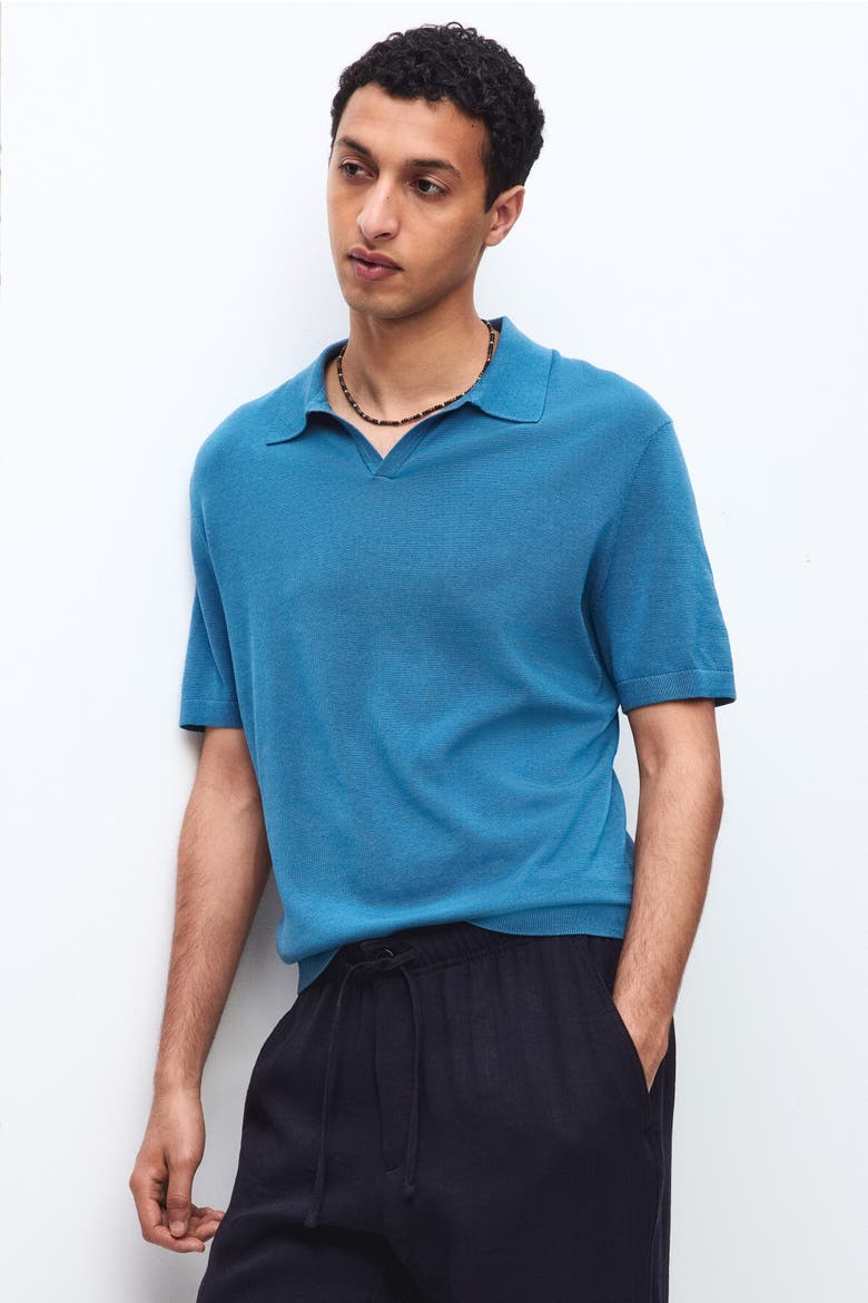 Regular Fit Silk-blend Polo Shirt, Alternate, color, Blue