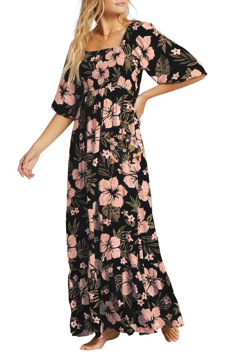 Billabong Full Bloom Smocked Maxi Dress, Alternate, color, 
