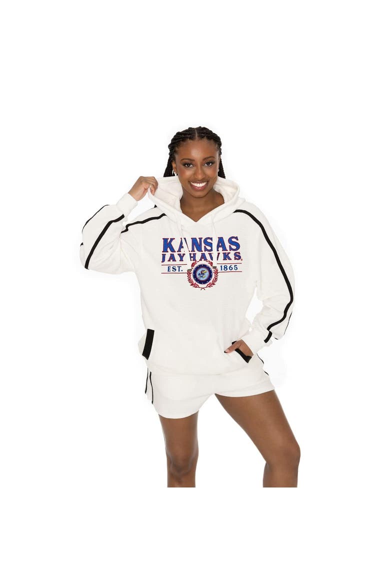 Men's Gameday Couture Cream Kansas Jayhawks Down, Set, Go Hoodie and Shorts Lounge Set, Main, color, Cream