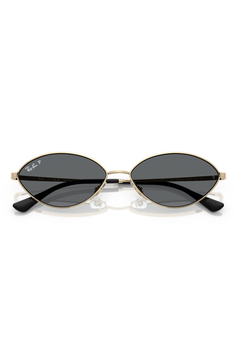 Ray-Ban Kai 56mm Polarized Oval Sunglases, Alternate, color, Pale Gold / Dark Grey Polar