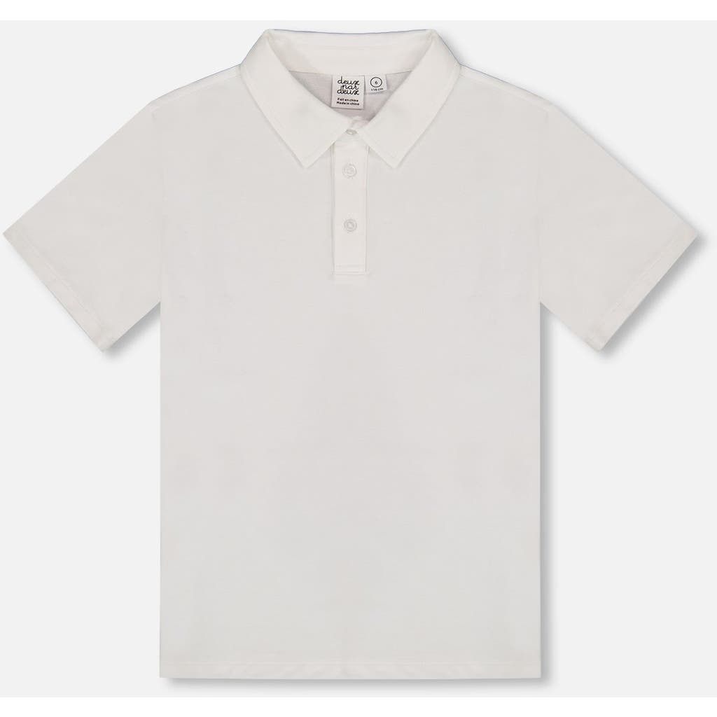 Deux Par Deux Boy's Short Sleeve Polo Shirt White In White