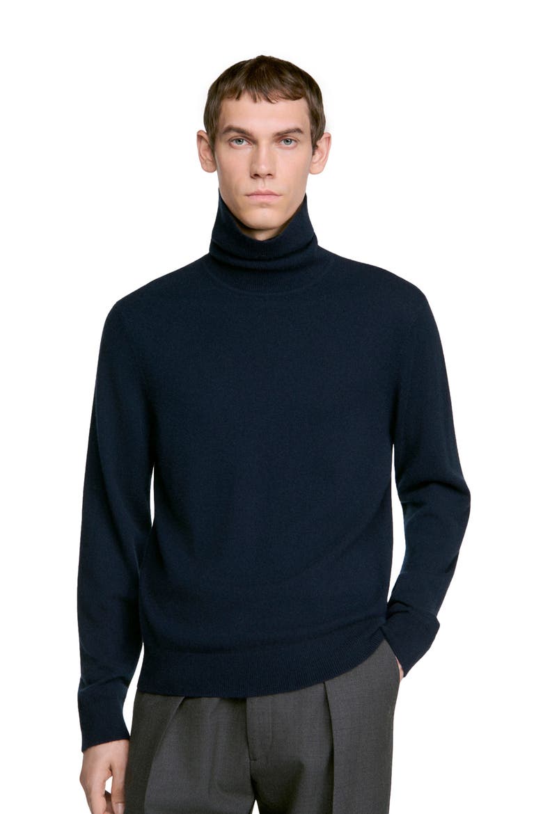 Roll neck cashmere sweater, Alternate, color, Navy blue