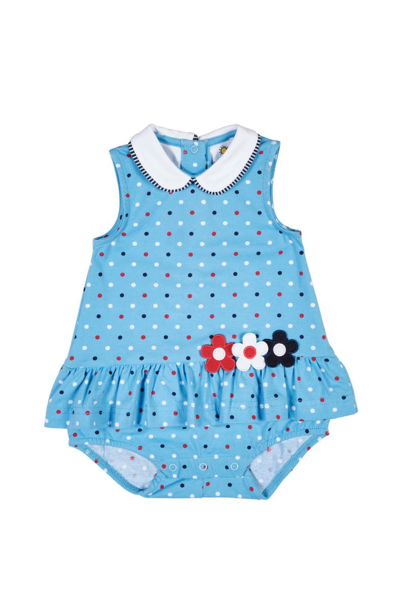 Florence Eiseman Printed Knit Romper With Flowers, Main, color, Blue/Multi