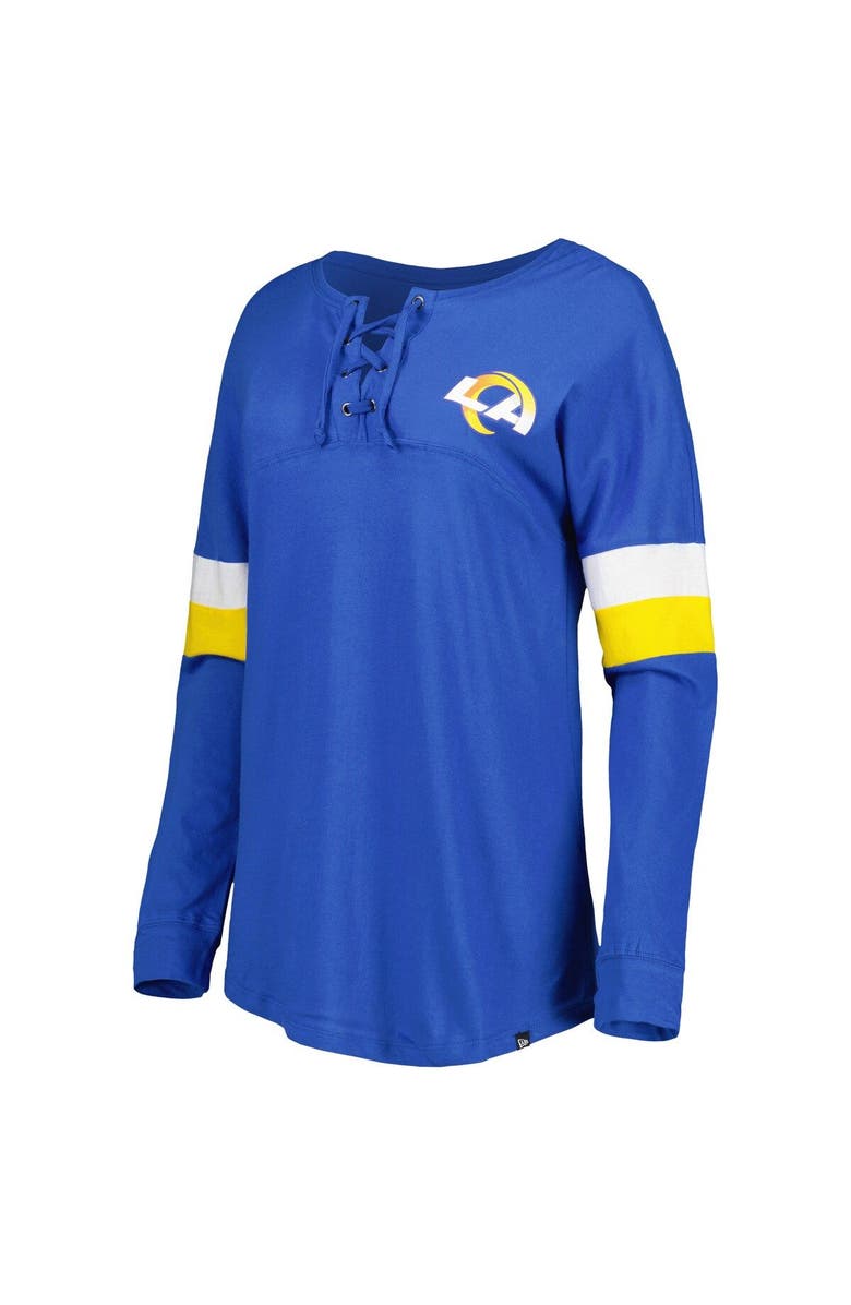 New Era Women's New Era Royal Los Angeles Rams Athletic Varsity Lightweight Lace-Up Long Sleeve T-Shirt, Alternate, color, Royal