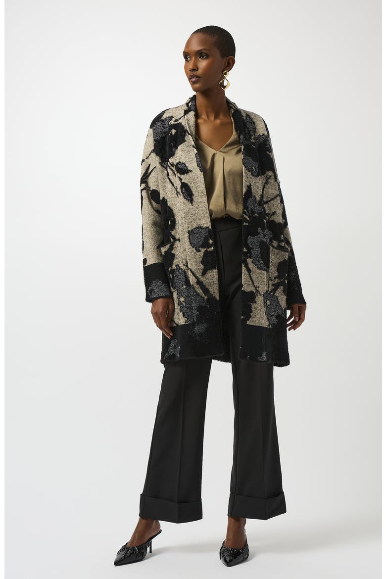 Open Front Cardigan, Alternate, color, CHAMPAGNE/ BLACK