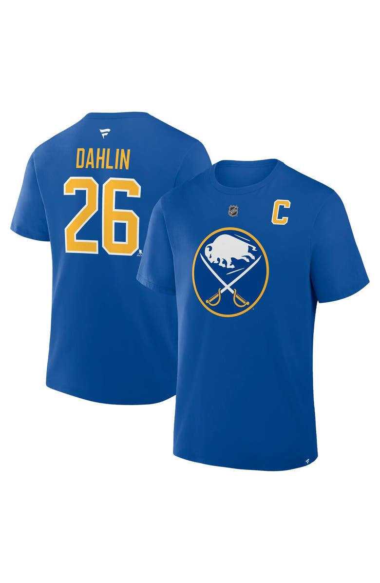 FANATICS Men's Fanatics Rasmus Dahlin Royal Buffalo Sabres Authentic Stack Name & Number T-Shirt, Main, color, Royal