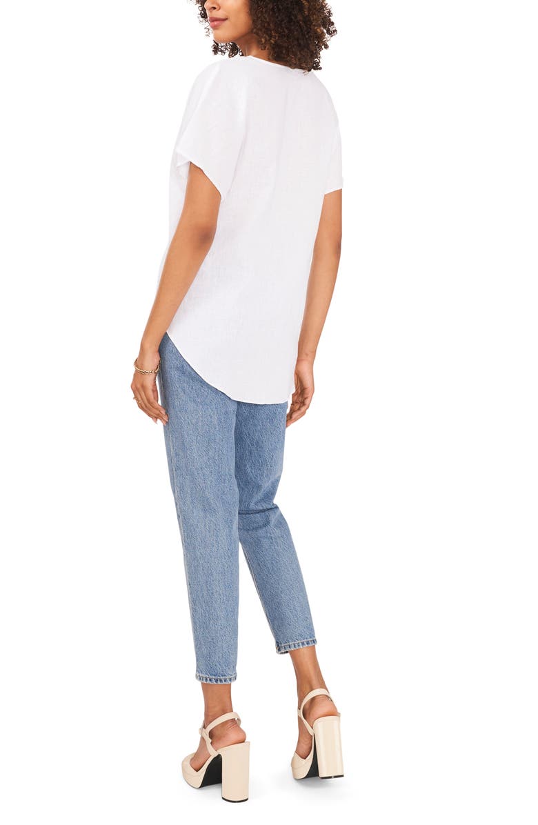 Vince Camuto Tie Front Linen Blend T-Shirt, Alternate, color,