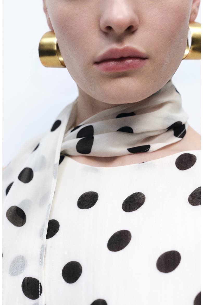 Adela Sleeveless Top with Attached Scarf, Alternate, color, OFF WHITE
