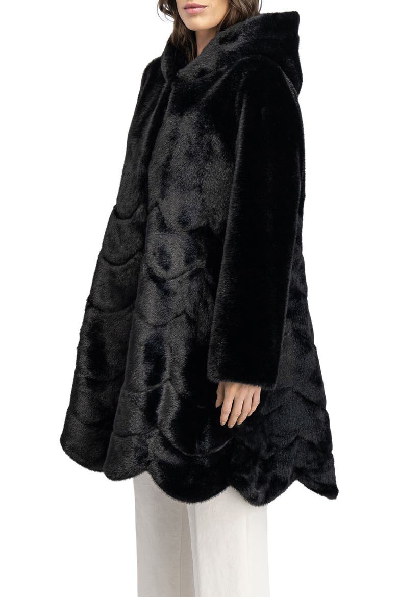Fur-Free Mink (Faux Fur) Reversible Coat, Hood, Alternate, color, BLACK/BLACK