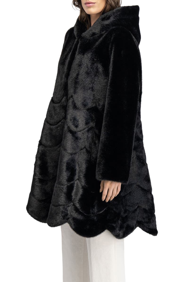 Lyla Grant Fur-Free Mink (Faux Fur) Reversible Coat, Hood, Alternate, color, Black/Black