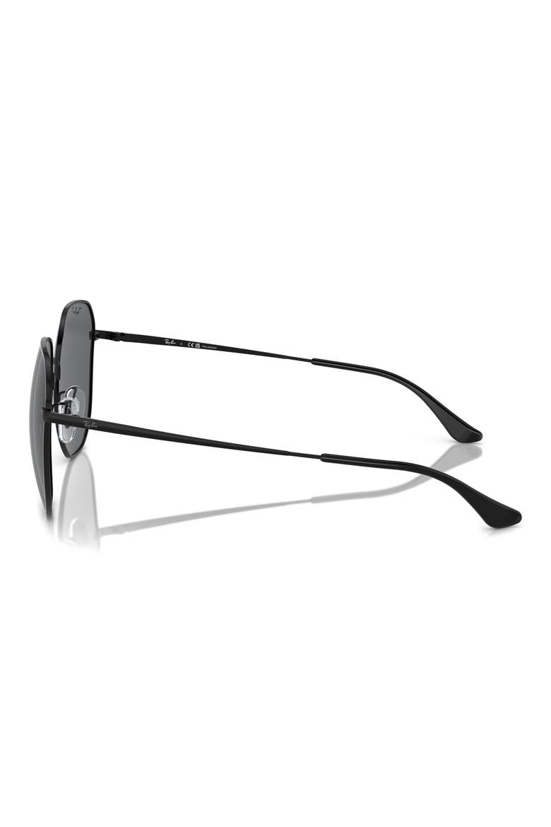 60mm Polarized Round Sunglasses, Alternate, color, BLACK / DARK GREY POLAR