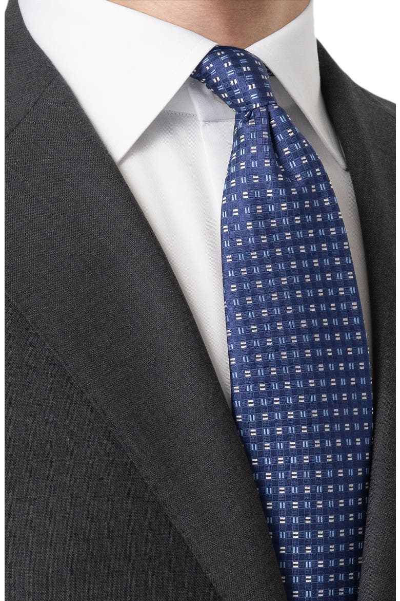 Square Geometric Silk Tie, Alternate, color, NAVY