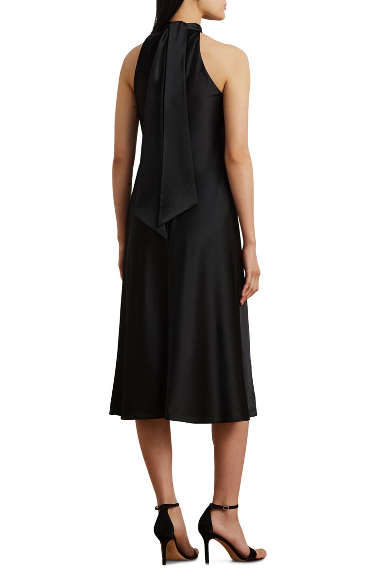 Lauren Ralph Lauren Satin Charmeuse Cocktail Halter Dress, Alternate, color, Black
