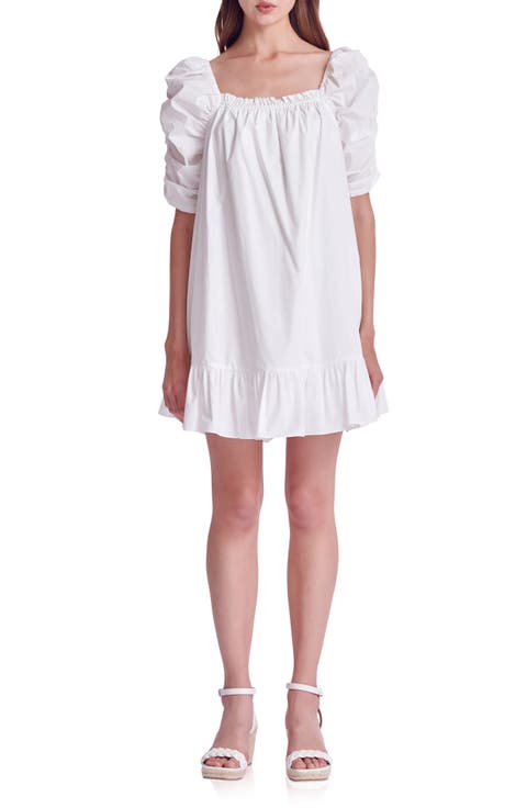 Puff Sleeve Cotton Shift Dress
