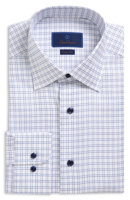 David Donahue Regular Fit Windowpane Cotton Dress Shirt In Blue