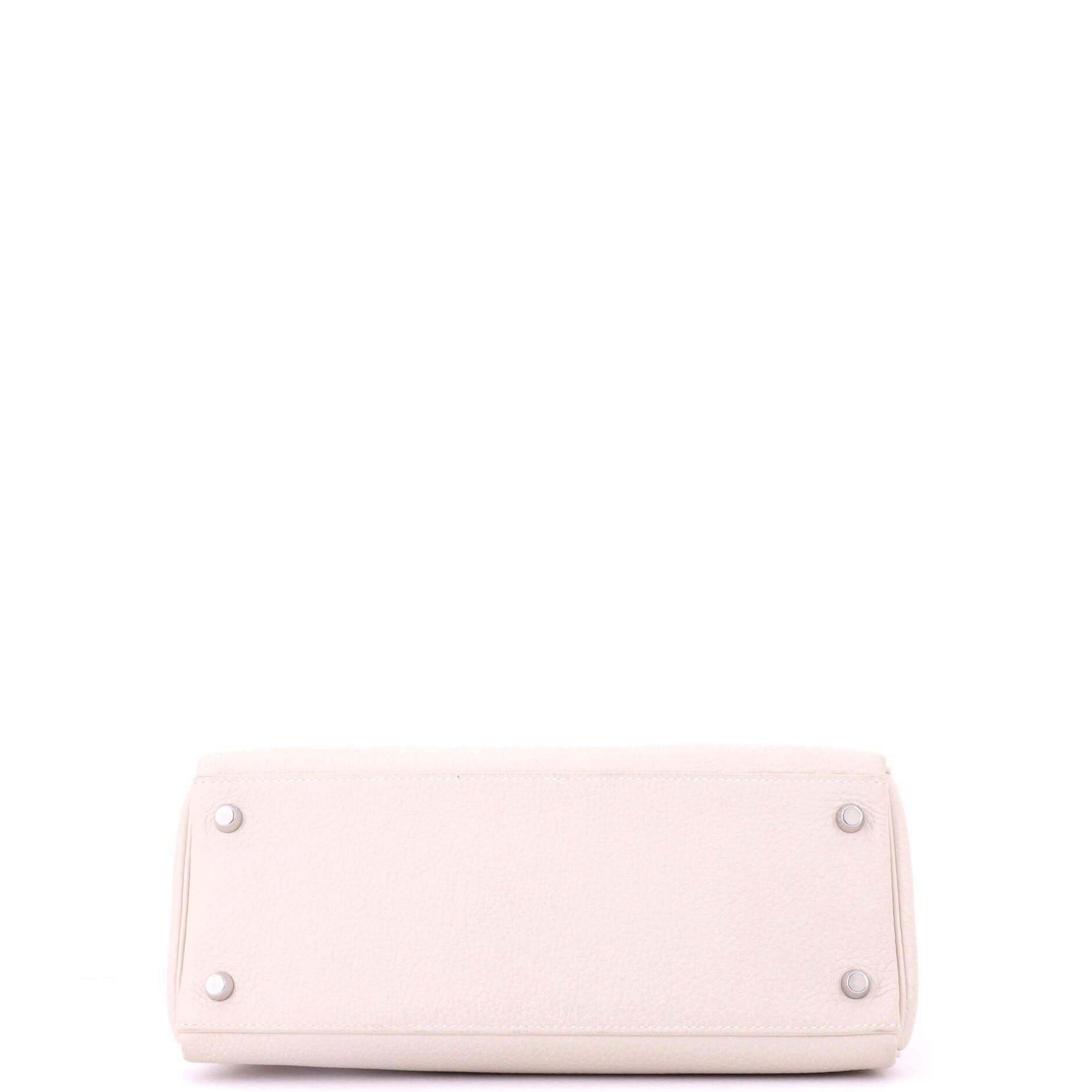 Pre-Owned Hermes Kelly Handbag Light Togo with Palladium Hardware 28, Alternate, color, Craie