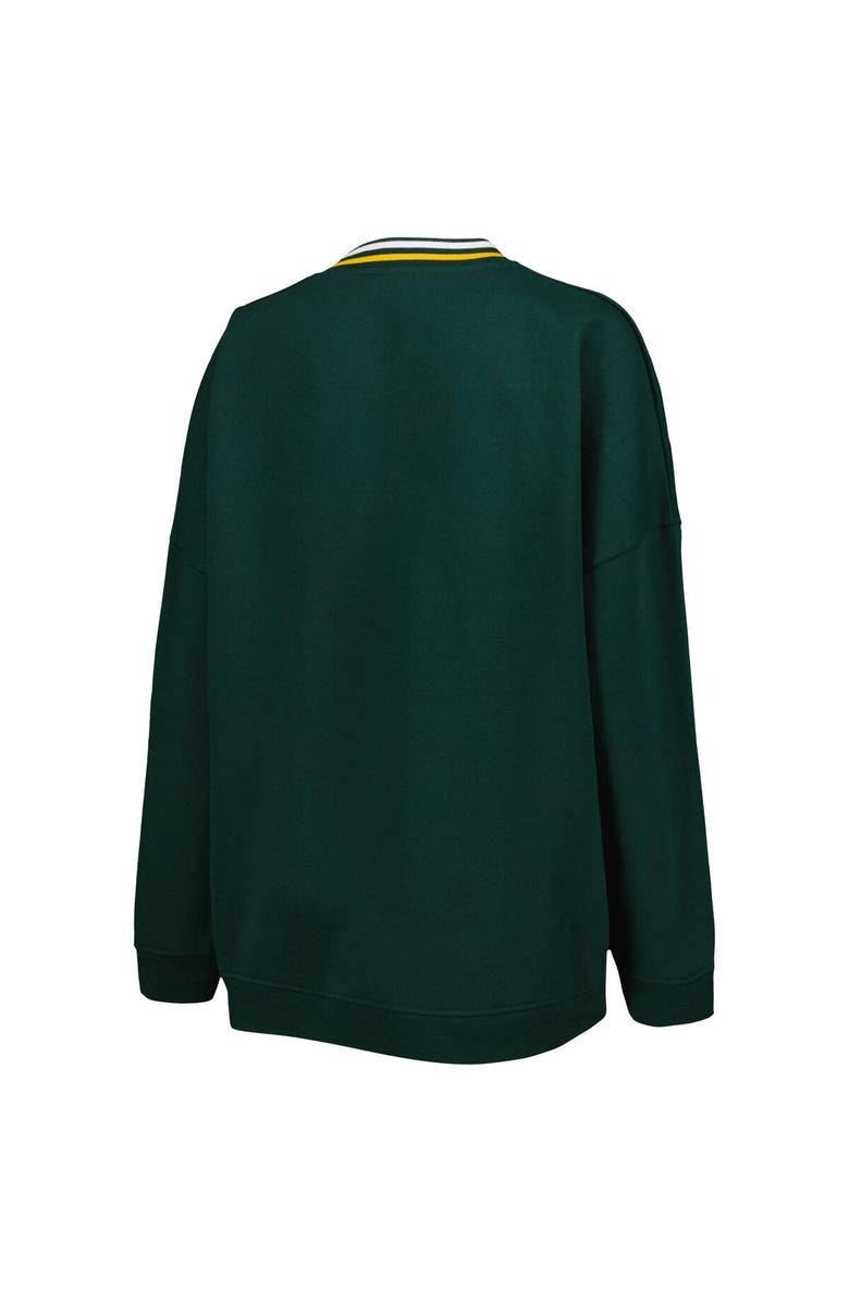 THE WILD COLLECTIVE Women's The Wild Collective Green Green Bay Packers Vintage V-Neck Pullover Sweatshirt, Alternate, color, 