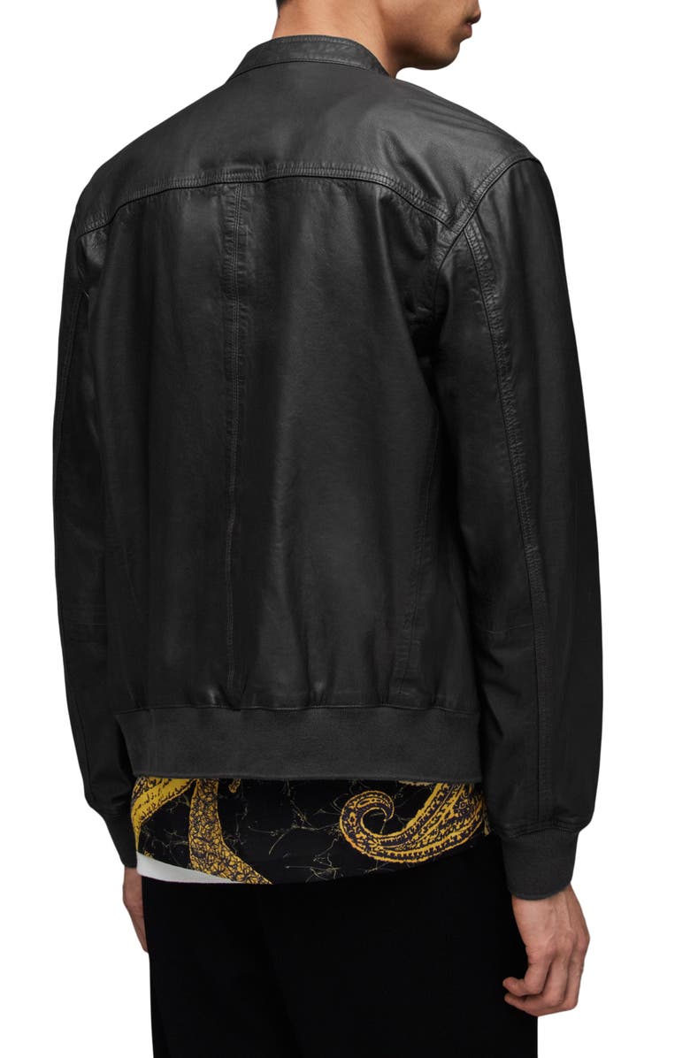 AllSaints Sova Leather Racer Jacket, Alternate, color, Anthracite Grey