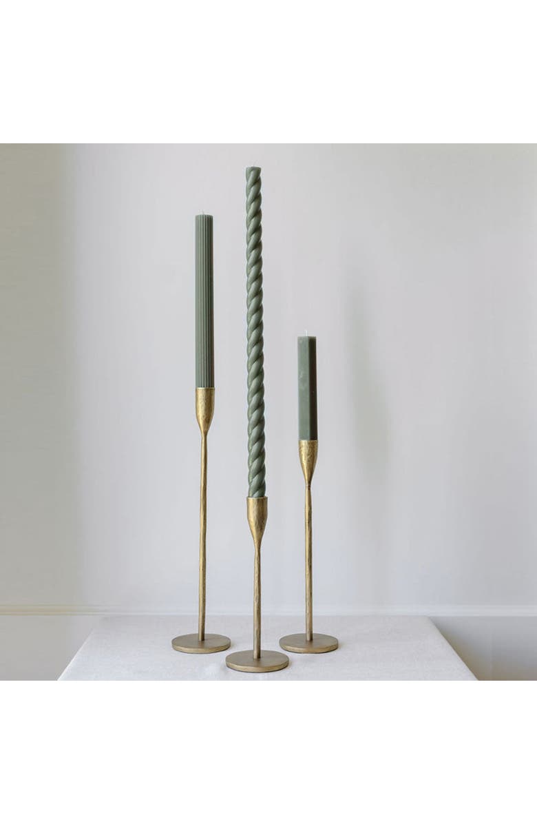 CG Hunter Handcrafted Antique Brass Candlesticks, Main, color, Brass