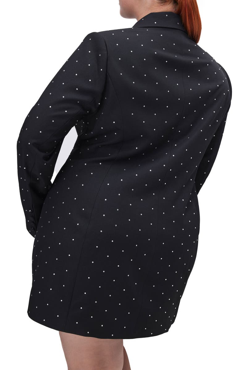 Good American Executive Crystal Blazer Dress, Alternate, color, Black001
