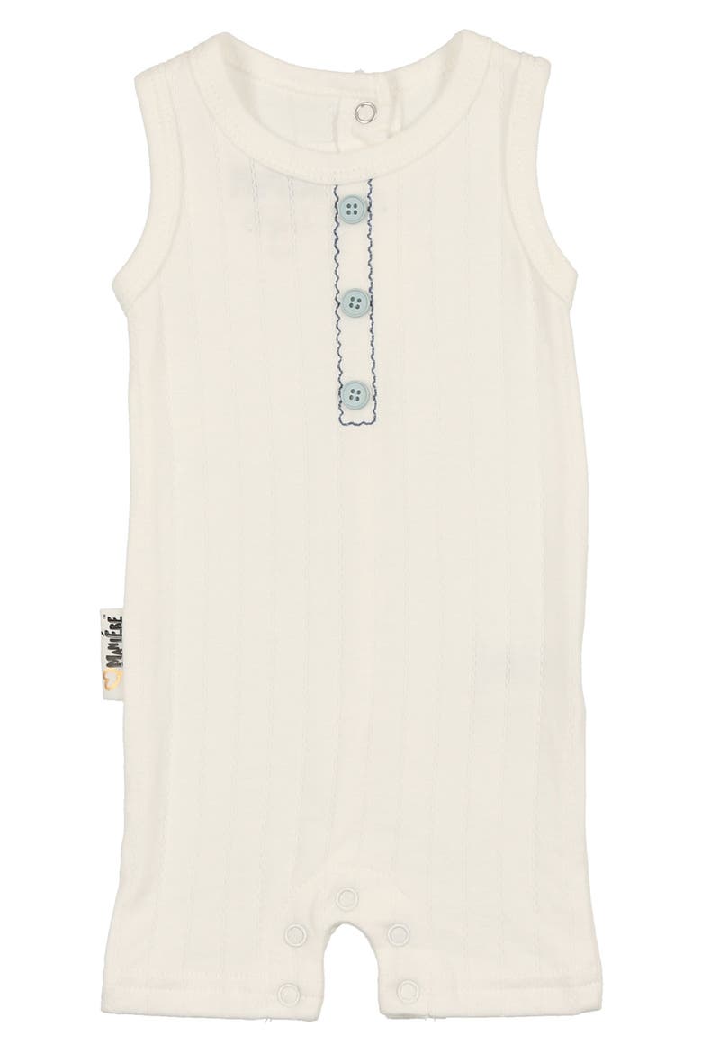 Kids' Textured Stripe Romper, Main, color, BLUE/ IVORY