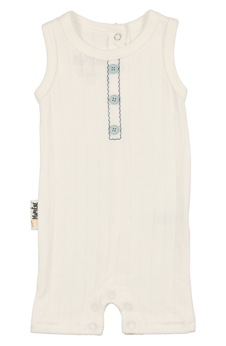 Manière Kids' Textured Stripe Romper, Main, color, Blue/ Ivory