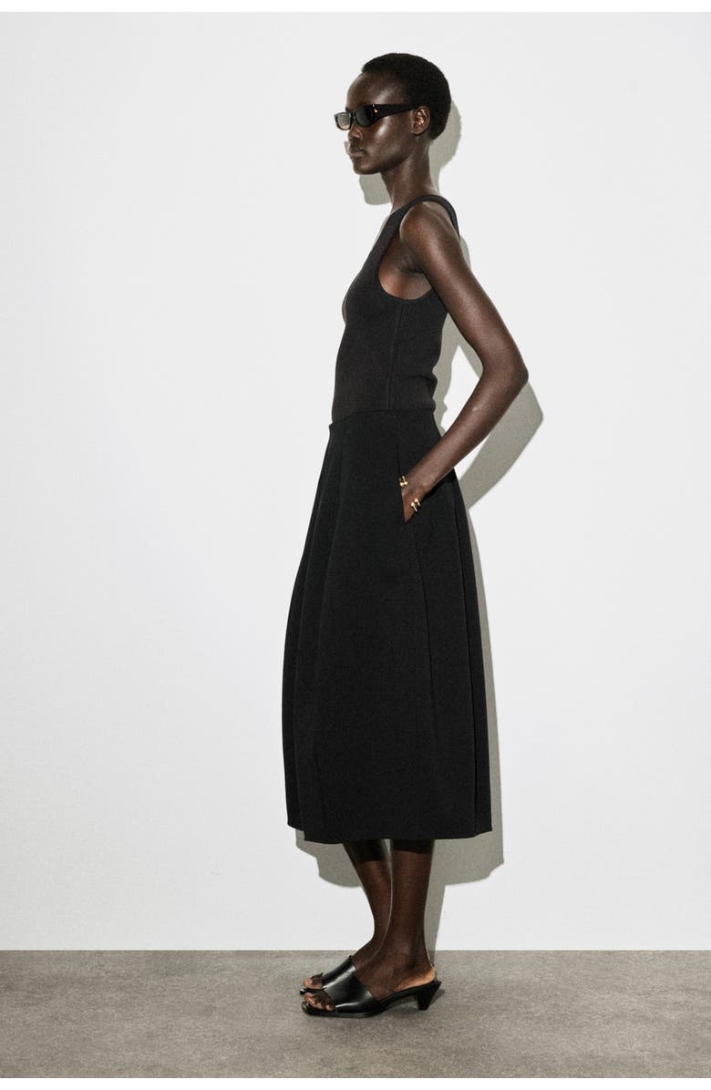 COS Sculptural Jersey Midi Skirt, Alternate, color, Black