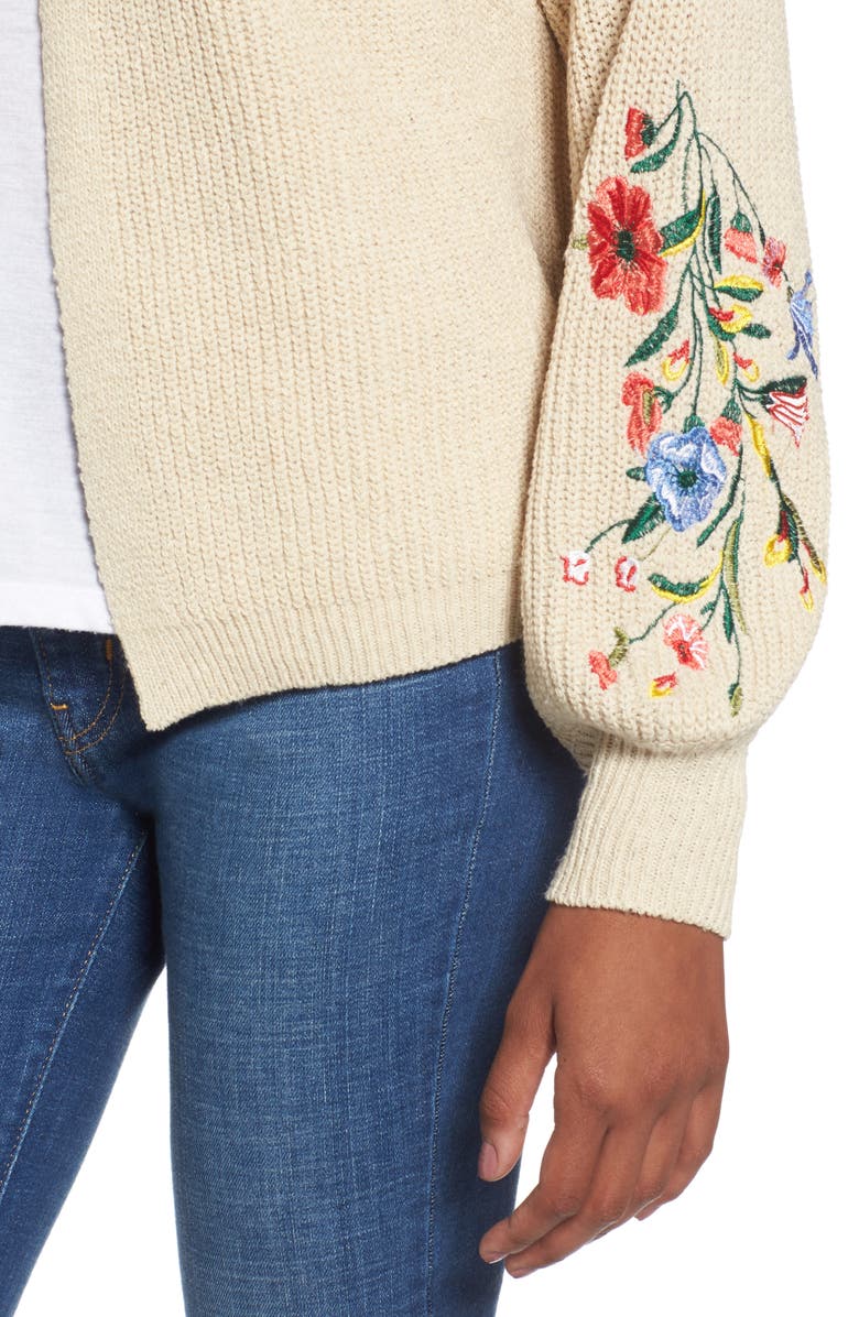 Woven Heart Embroidered Cardigan, Alternate, color,