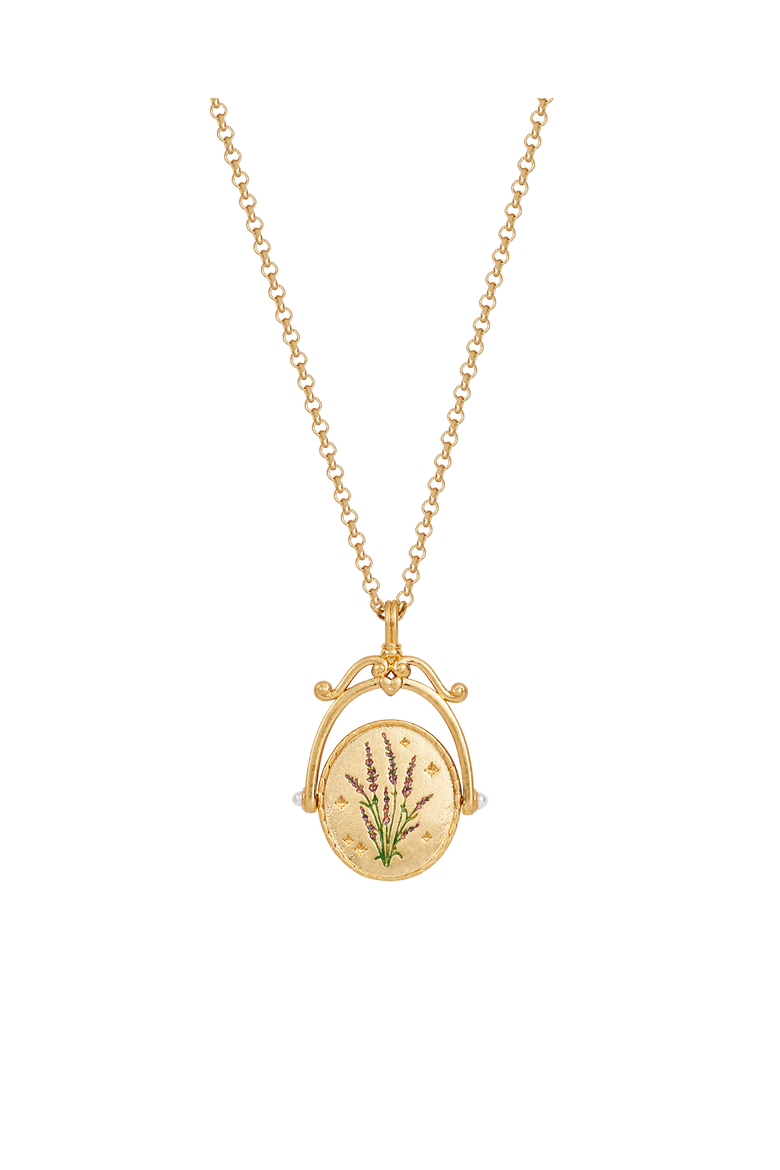 L Initial Lavender Gold Spinner Chain Necklace, Alternate, color, Gold