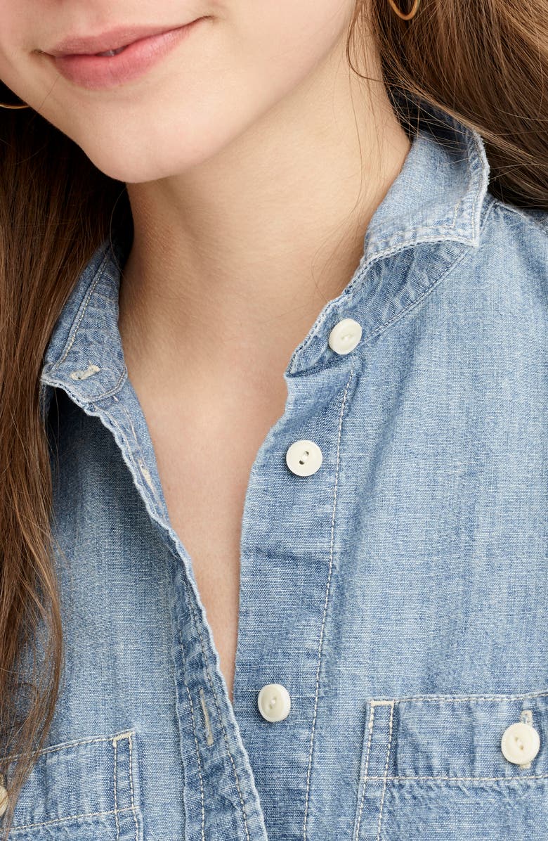 J.Crew Button-Up Japanese Denim Shirt, Alternate, color, 