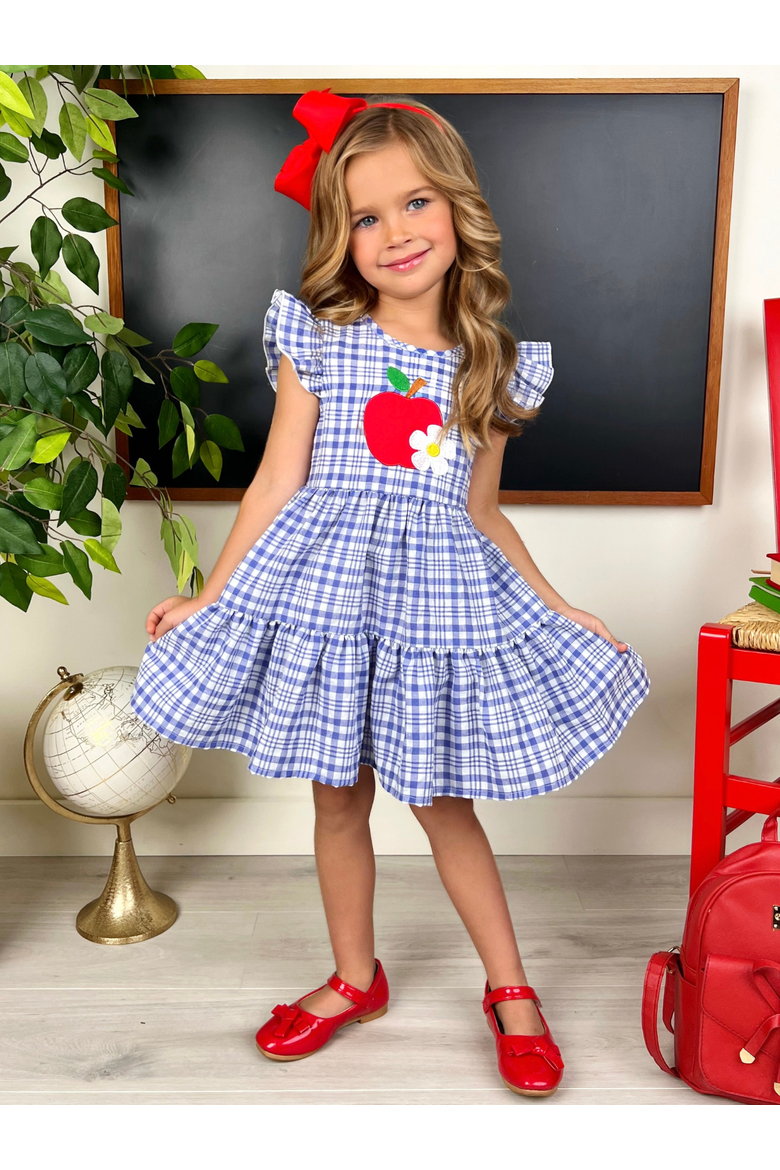 Apple of My Class Gingham Dress, Alternate, color, Blue
