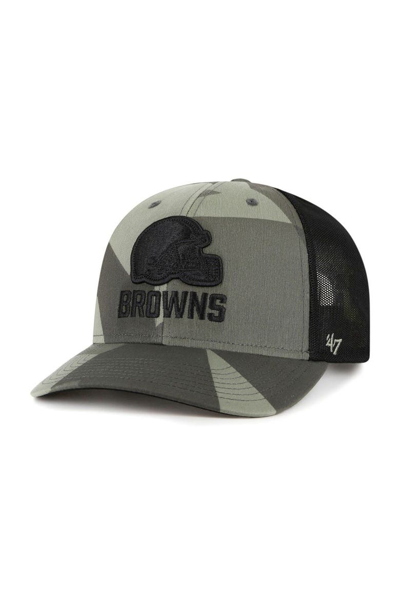 Men's '47  Camo/Black Cleveland Browns Countershade MVP Trucker Snapback Hat, Main, color, Camo