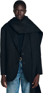 SANDRO Short coat with removable scarf