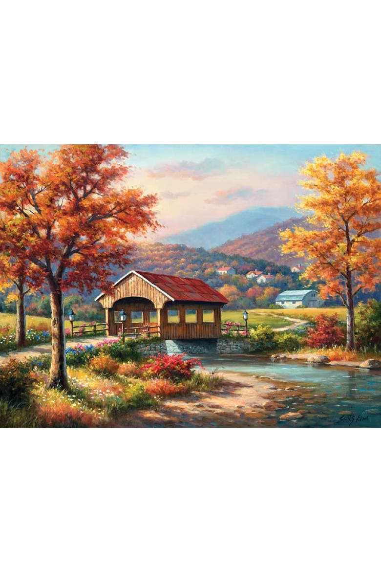 Covered Bridge in Fall 500 piece Jigsaw Puzzle for Adults, Alternate, color, Multicolor