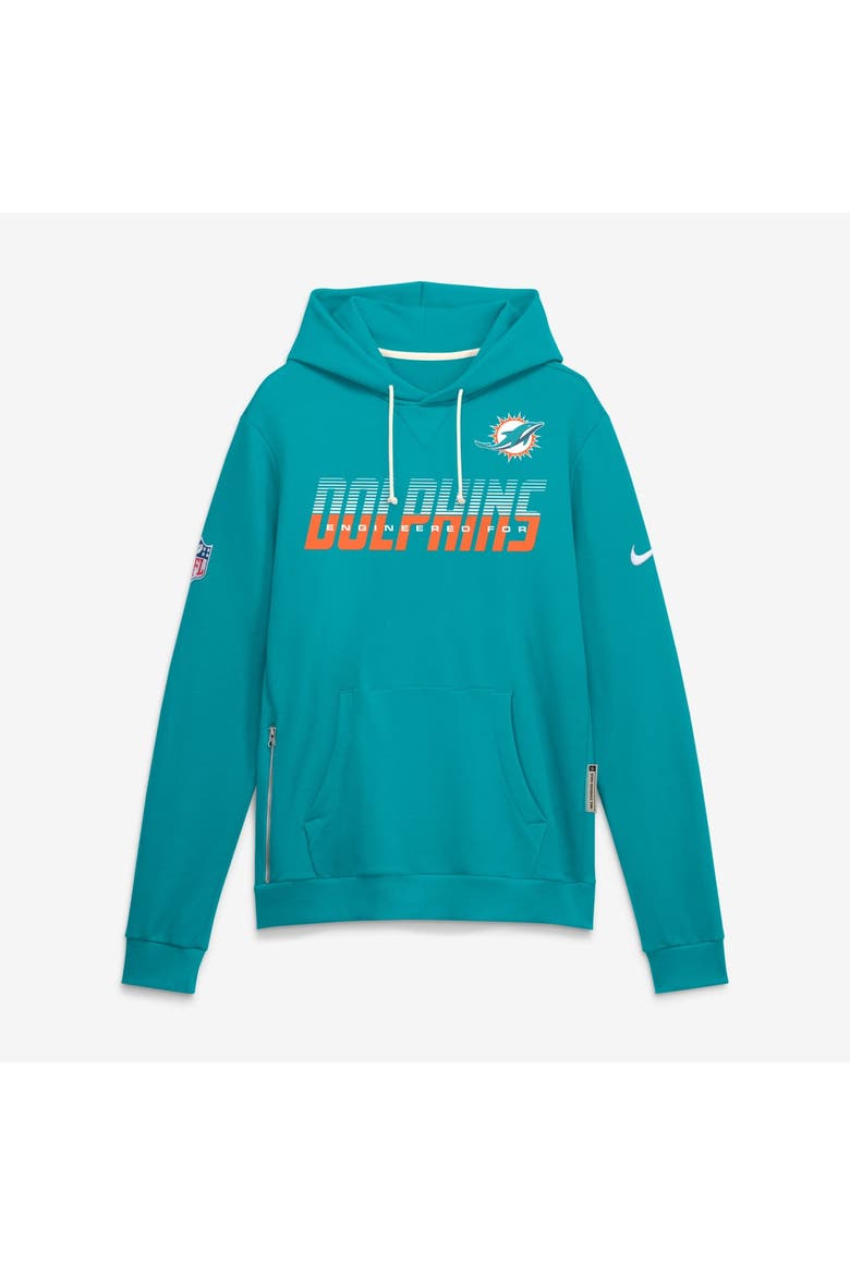 Men's Nike Aqua Miami Dolphins Sideline Standard Issue Top Prospect Dri-FIT Hoodie, Main, color, Aqua