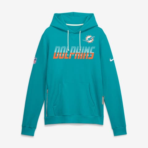 Men's Nike Aqua Miami Dolphins Sideline Standard Issue Top Prospect Dri-FIT Hoodie