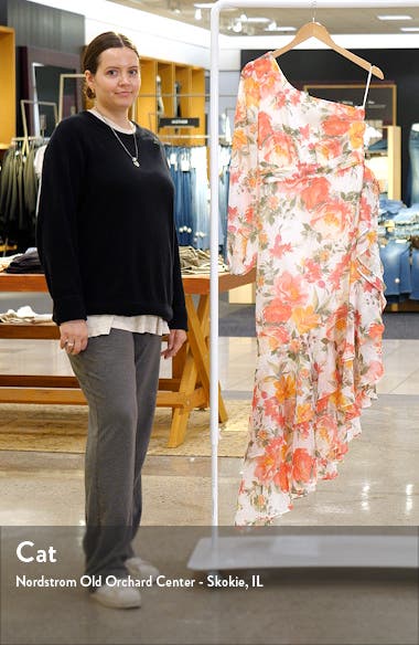 Lulus Graceful Essence Long Sleeve Asymmetric Hem Dress