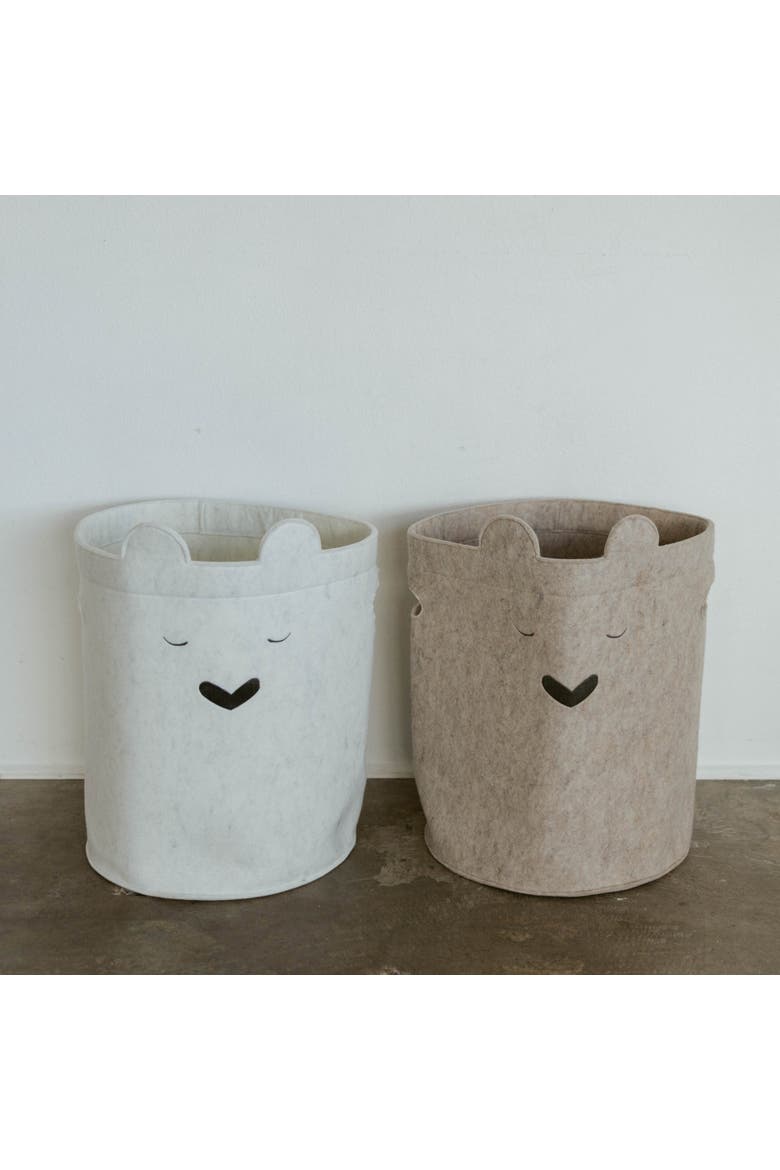 Bear Felt Laundry Hamper, Alternate, color, White