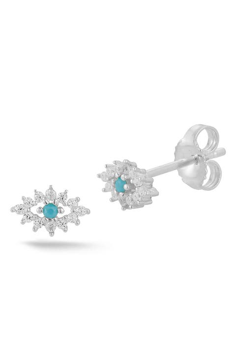 Tiny Evil Eye CZ Stud Earrings