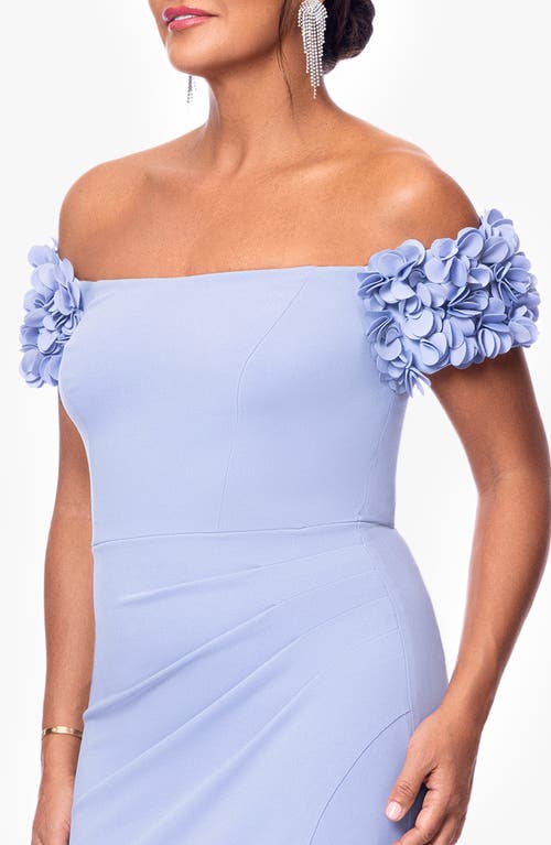 Xscape Evenings Ruffle Scuba Gown In Periwinkle