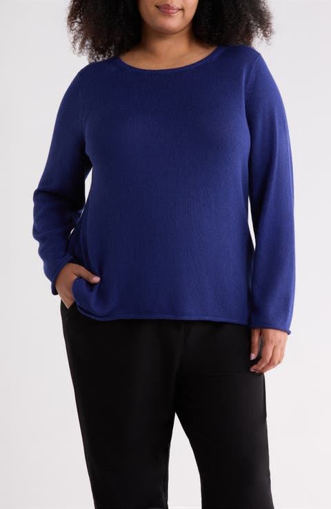 Bateau Neck Organic Cotton Blend Sweater