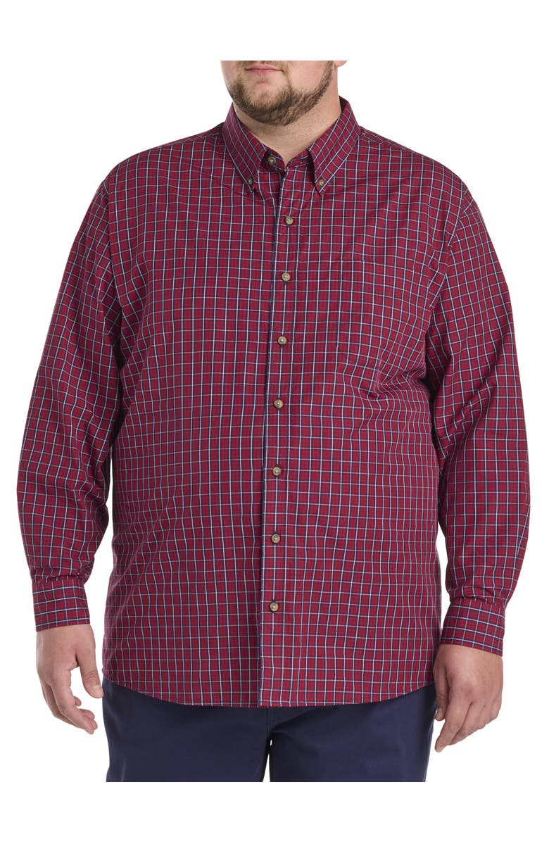 Harbor Bay by DXL Big & Tall Easy-Care Small Plaid Sport Shirt, Alternate, color, Red Multi