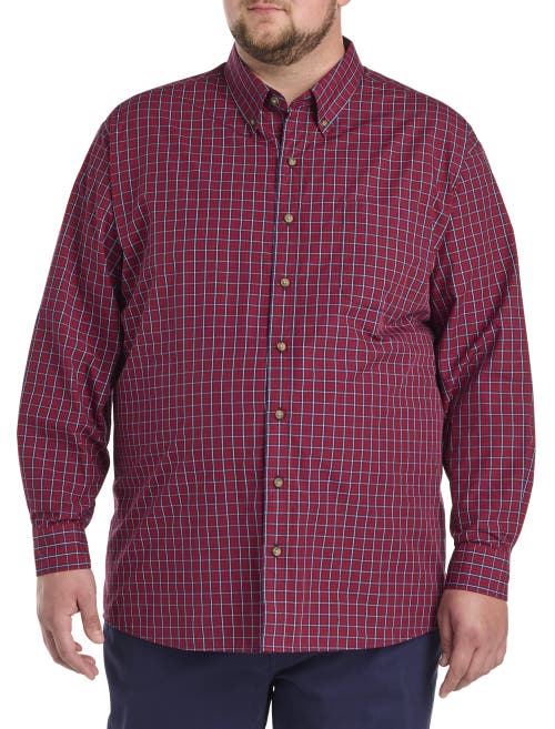 Harbor Bay By Dxl Easy-care Small Plaid Sport Shirt In Red Multi
